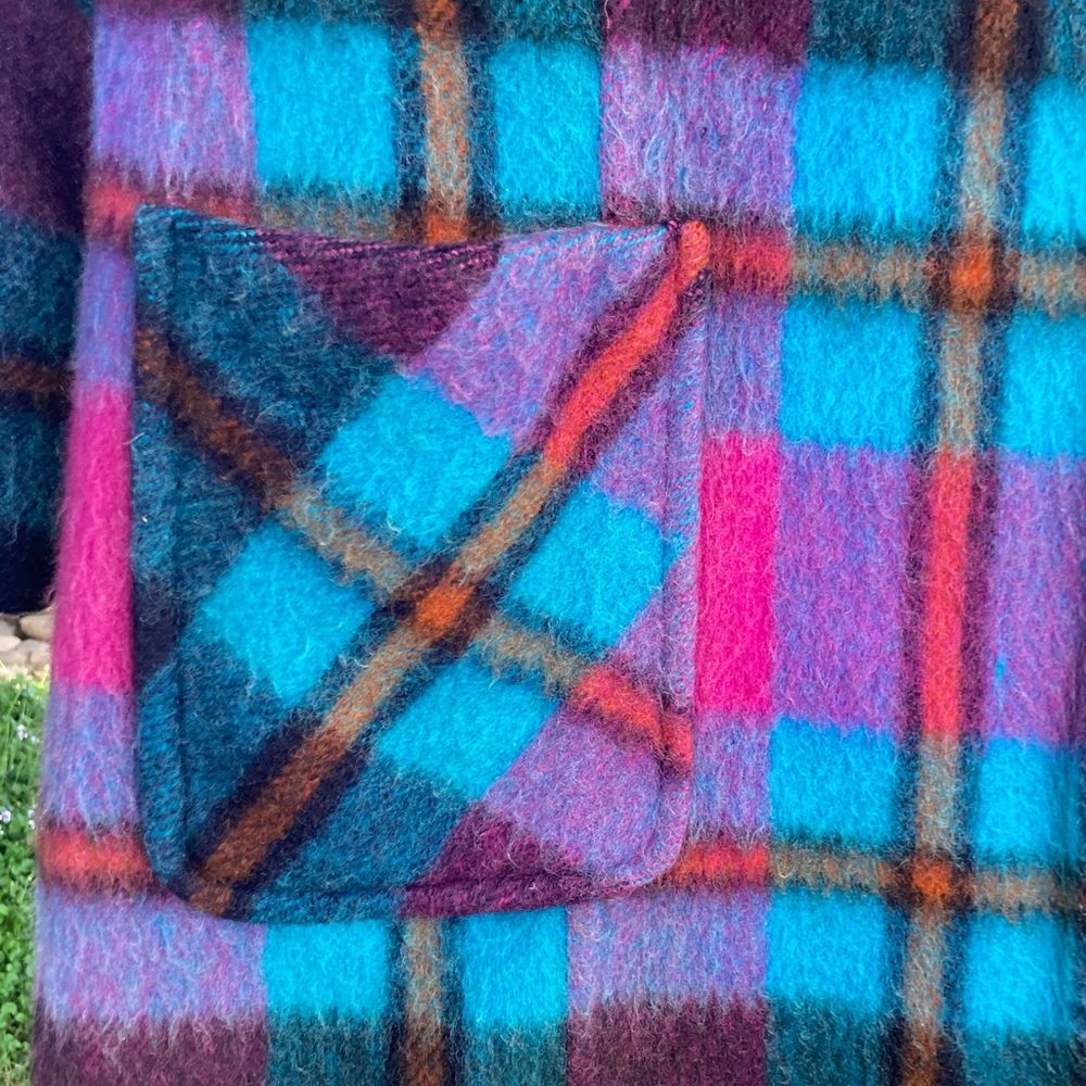 Vibrant Multi-Color Plaid Wool Coat - Picture 7 of 11